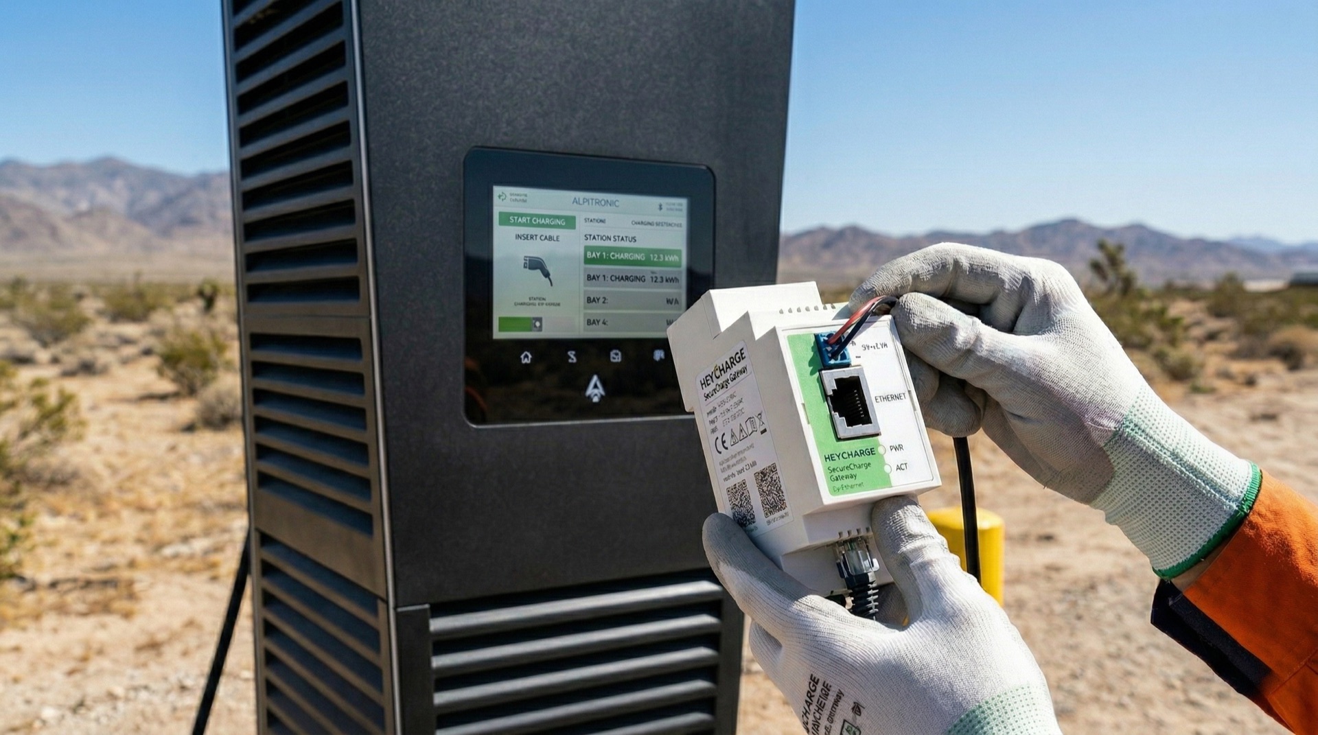 Retrofit adapter being installed on an existing EV wallbox charger